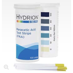 TEST STRIPS - PERACETIC ACID HYDRION PAA 0-160 PPM PARTS PER MILLION (PAA-160) 50/PK