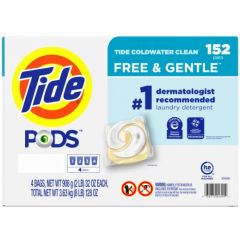 LAUNDRY SOAP - TIDE COLDWATER  CLEAN PODS FREE & GENTLE  152/CASE