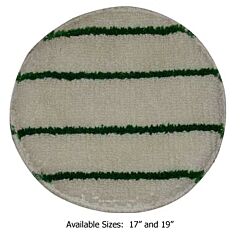 CARPET BONNET - 19" ROUND  WHITE W/GREEN SCRUB STRIP  