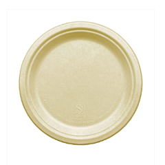 PLATES - 7" BAGASSE ECO ROUND DESSERT NATURAL COMPOSTABLE 