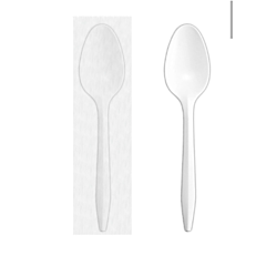SPOONS - TEASPOON INDIVIDUALLY  WRAPPED 5.6" WHITE PLASTIC 