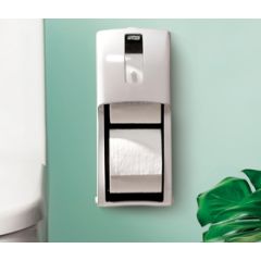 DISPENSER - TT TORK BATH ROLL  TWIN VERTICAL WHITE (555620)