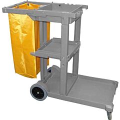 JANITOR CART - GREY CART C/W  YELLOW VINYL BAG