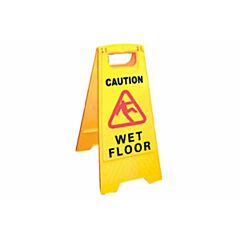 FLOOR SIGN - "CAUTION WET FLOOR" [*] ENGLISH ONLY [*] YELLOW