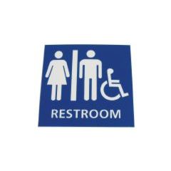 SIGN - MALE/FEMALE & WHEELCHAIR STANDARD RESTROOM SIGN 5.5 X 7 BLACK W/GOLD WRITING