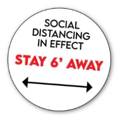 SIGN - STICKER 12" ROUND FLOOR STICKER " SOCIAL DISTANCING IN