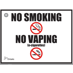 SIGN - PLASTIC PVC NO SMOKING & NO VAPING 8.25" x 11" BLACK
