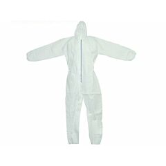 COVERALL - LARGE ELASTIC  CUFFS & ANKLES, W/HOOD WHITE 