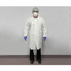 LAB COAT - 25G WHITE X-LARGE POLY W/SNAP CLOSURES & ELASTIC 