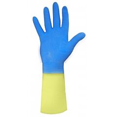GLOVES - CHEMICAL BLUE/YELLOW NEOPRENE RUBBER X-LARGE PAIR.