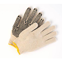 GLOVES - STRING KNIT COTTON W/PVC DOT ON PALM LARGE 12/PK