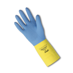 GLOVES - CHEMICAL BLUE/YELLOW NEOPRENE RUBBER MEDIUM PAIR.