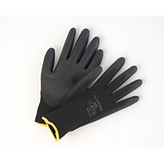 GLOVES - POLYURETHANE BLACK PALM COATED, BLACK NYLON LINER