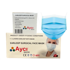 FACE MASK - 3 PLY PLEATED DISPOSBALE EAR LOOP BLUE 50/BX 