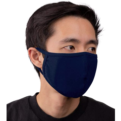 FACE MASK - NAVY BLUE, REUSABLE CLOTH 2 LAYERS NON-WOVEN TEXTILE MASK EACH.