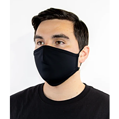 FACE MASK - 3 PLY BLACK CLOTH REUSABLE WITH/ADJUSTABLE EAR 